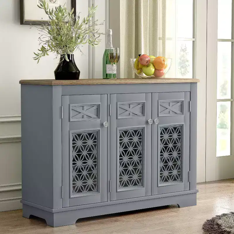 Festivo 45" Vintage Storage Accent Buffet Sideboard Cabinet Gray