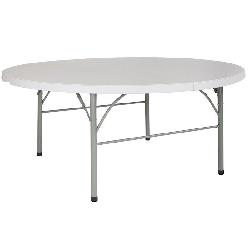6-Foot Round Bi-Fold Plastic Event Folding Table with Handle