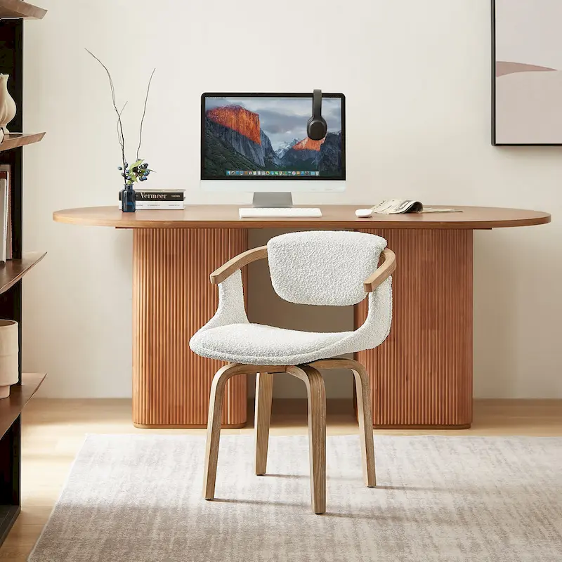 Swivel Upholstered and Wood Accent Chair