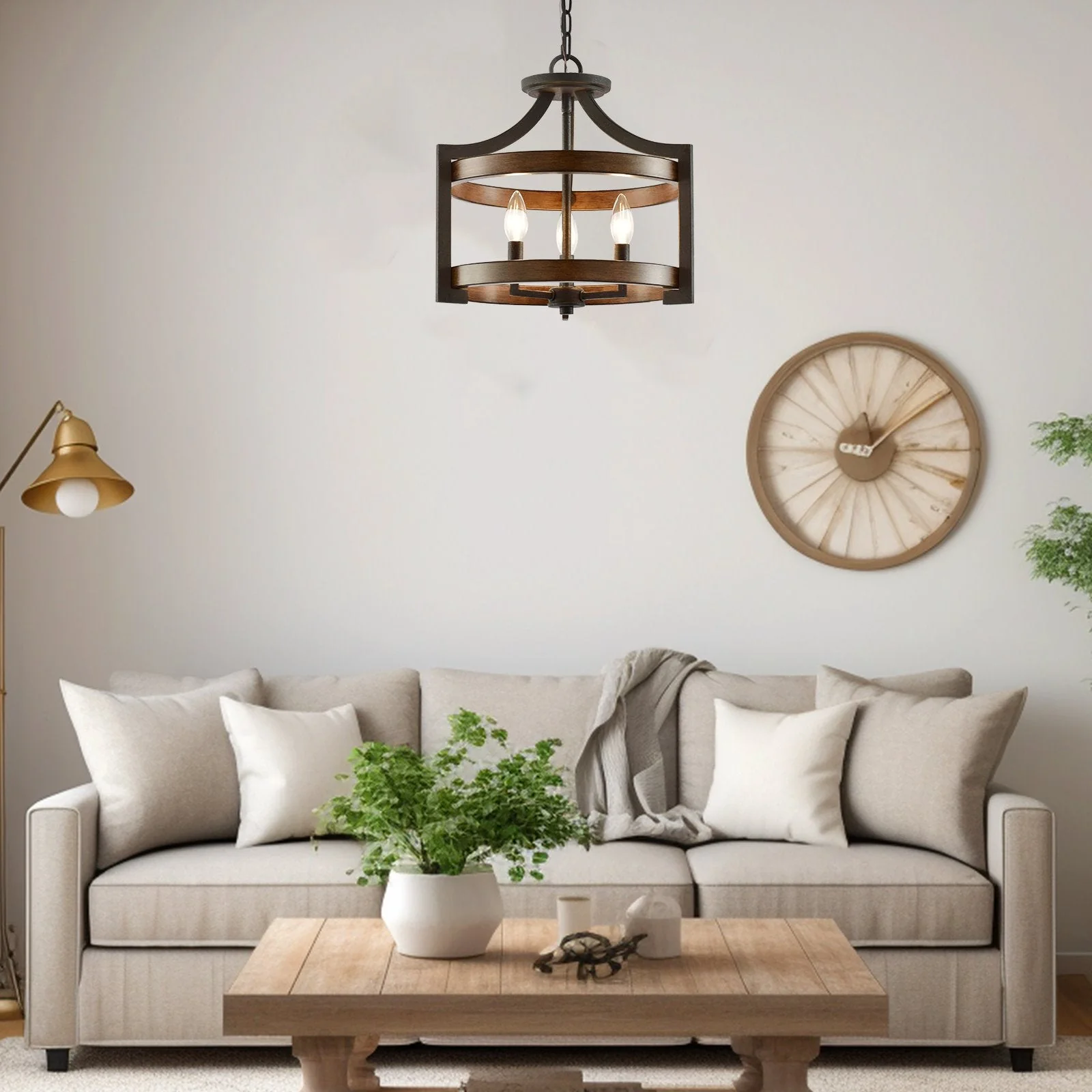 Woodrow 15 3-Light Industrial Farmhouse Semi Flush Convertible Pendant Light