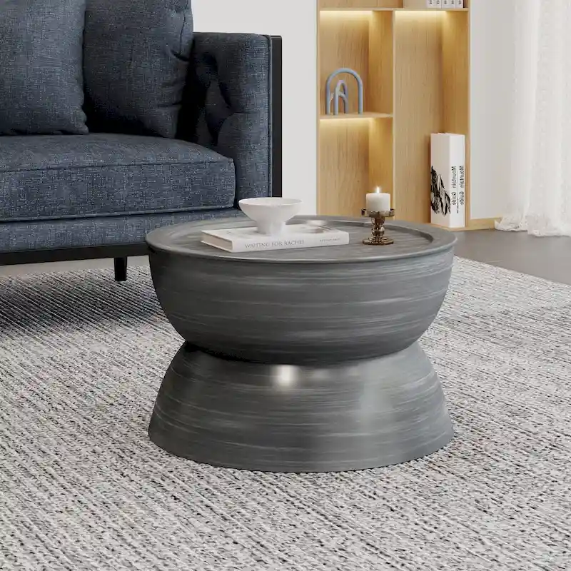 Hourglass Iron Coffee Table – Brushed Antique Silver / Bronze / Gold
