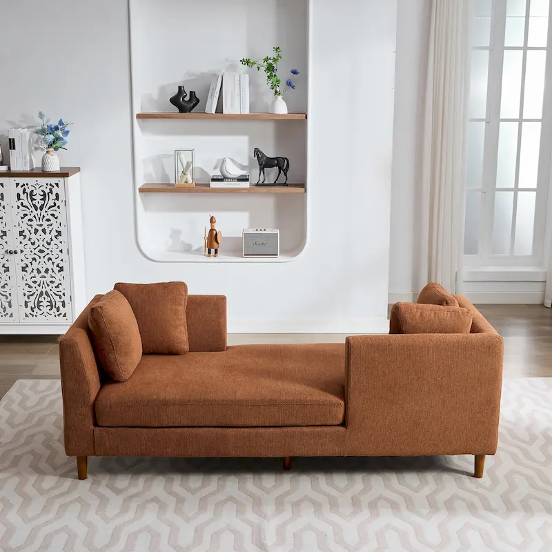 Wide Modern Double-Sided Upholstered Chaise Lounge