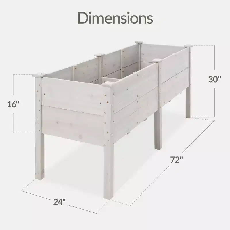 Best Choice Products 72 x 24 x 30 Raised Garden Bed, Extra Deep 16 Depth, Elevated Wood Planter Stand - White