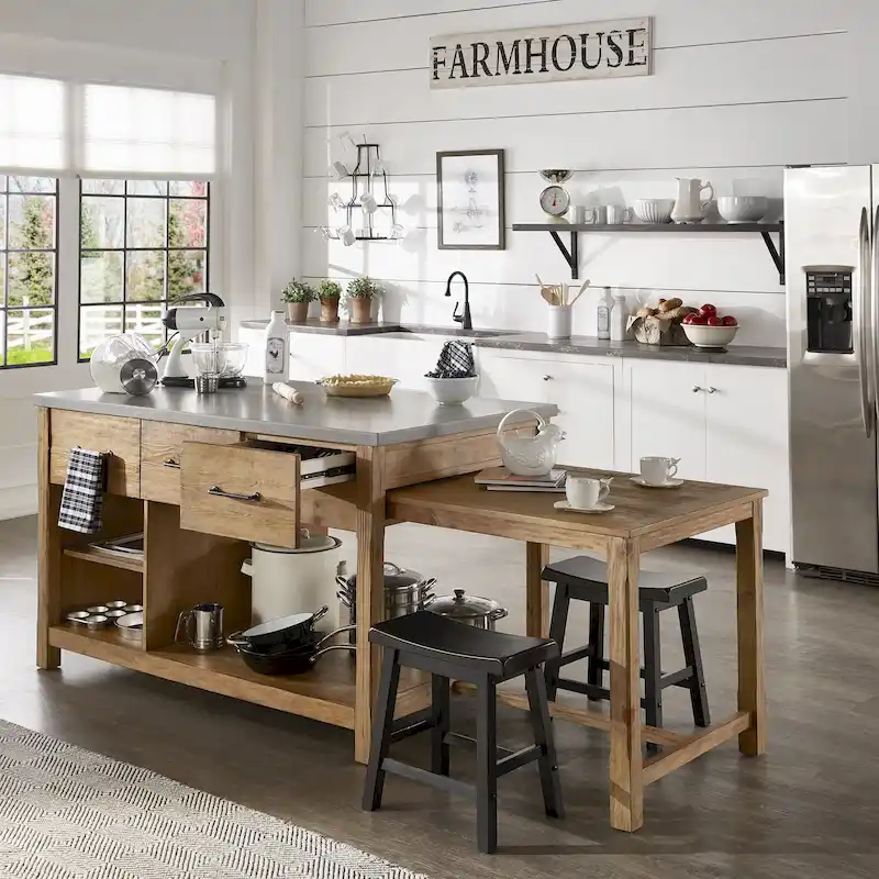 Tali Reclaimed Look Extendable Kitchen Island by iNSPIRE Q Classic