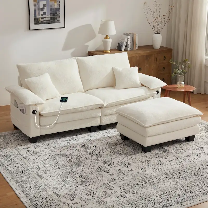 Modular Sectional Sofa with Ottoman and Deep Seat Sleeper