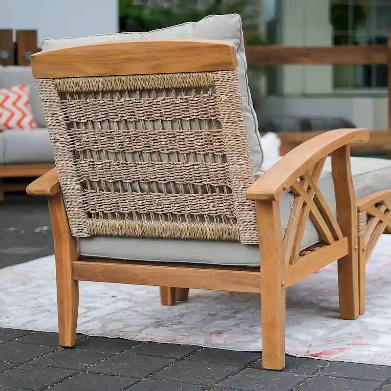 Cambridge Casual Carmel 3-Piece Teak Patio Chat Set with Cushions