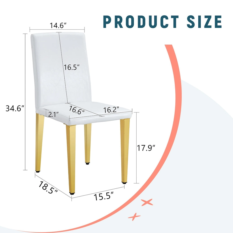 Dining Chairs Set of 4,Modern Kitchen & Dining Room Chairs,Faux Leather Cushion Seat Metal Legs