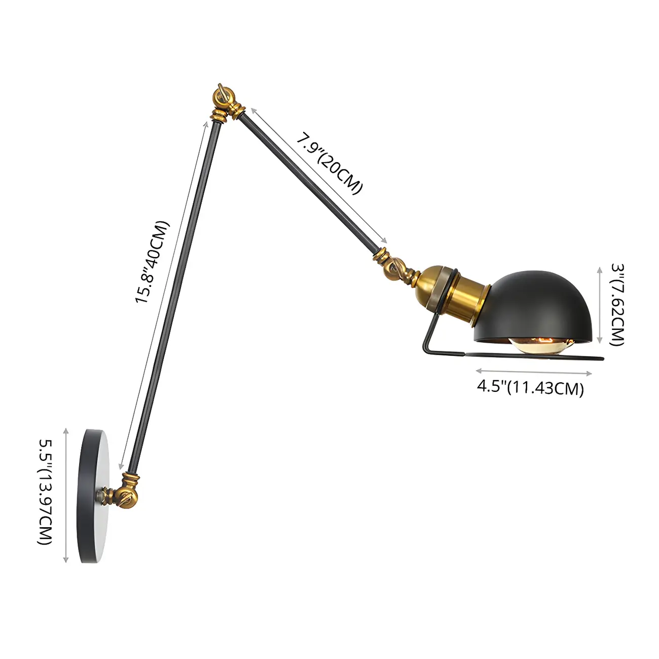 Industrial Black Adjustable Swing Arm Wall Sconce