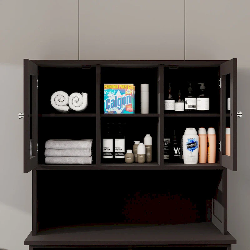 Two-Compartment Tilt-Out Dirty Laundry Basket Tall Bathroom Cabinet