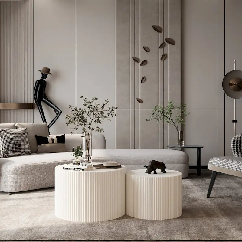 Wave Stripe Nesting Coffee Table Set for Living Room,Bedroom