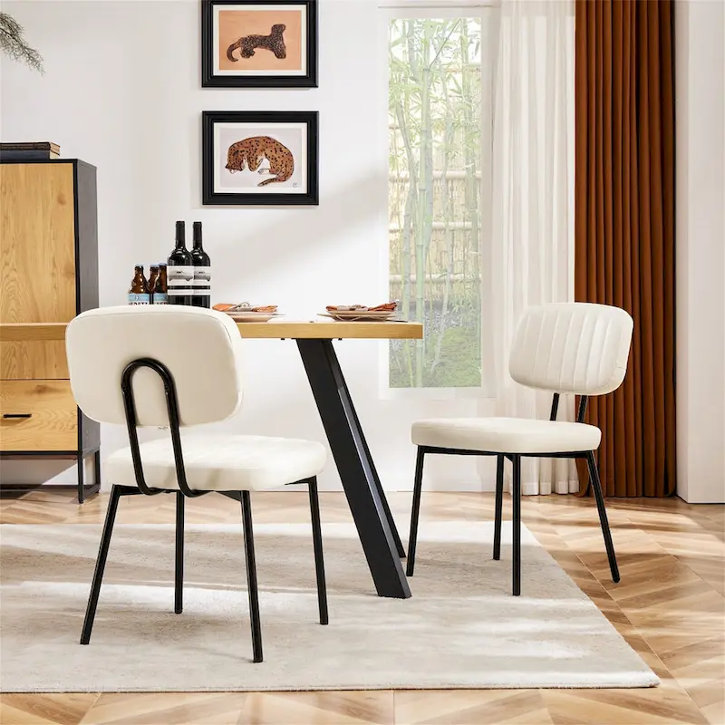 Upholstered Mid Century Modern Kitchen Dining Room Chairs Set of 2
