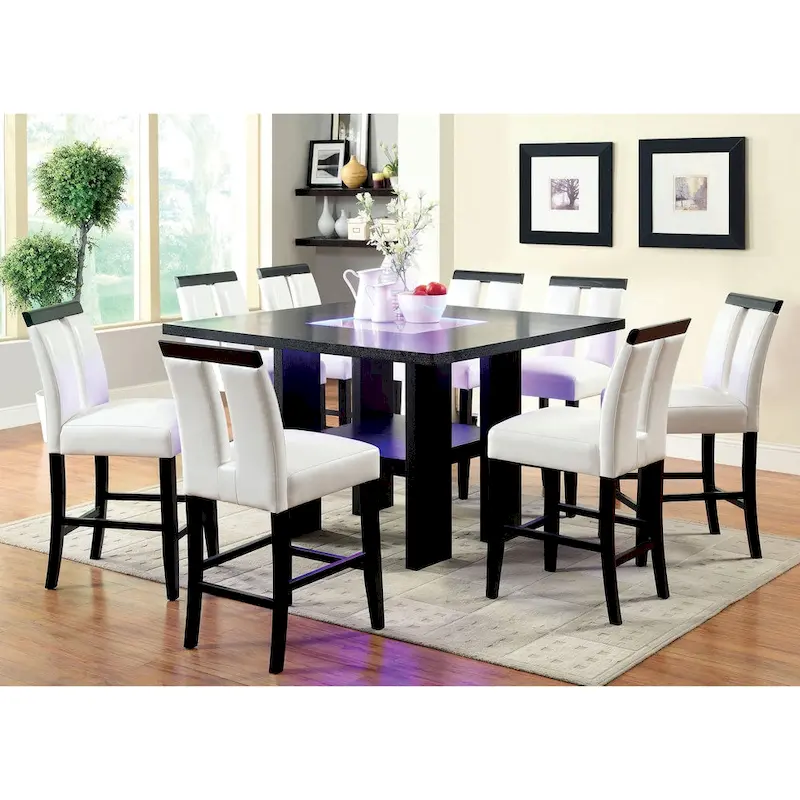 Blanton Modern Black Wood 9-Piece Counter Height Dining Set by Furniture of America