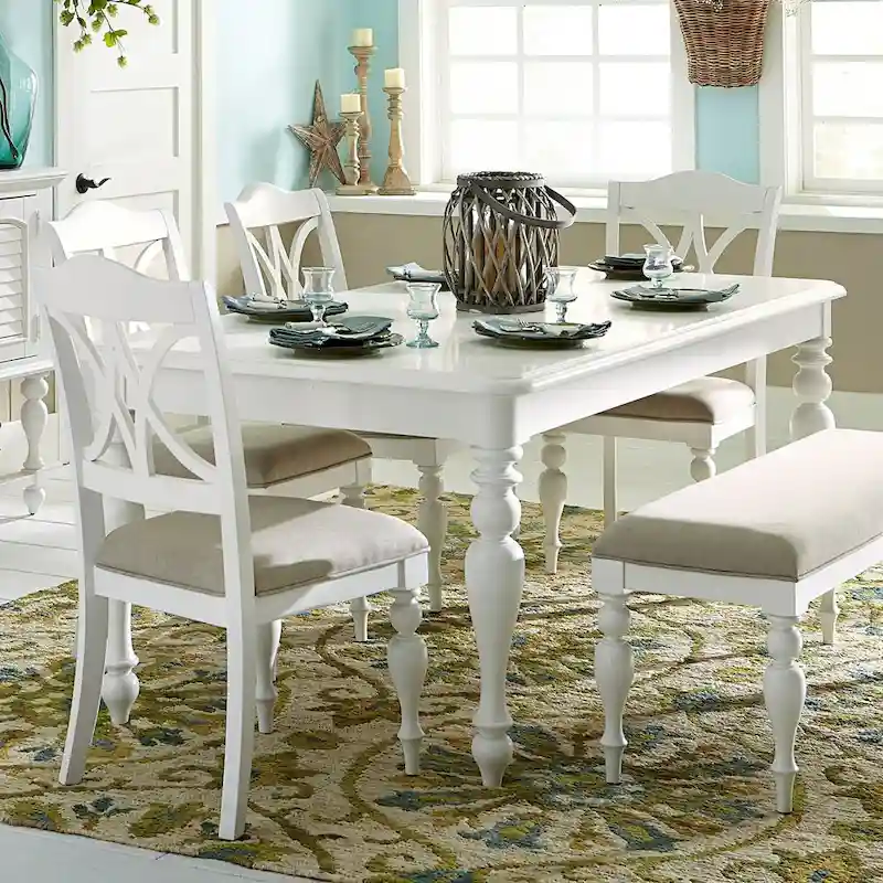 Summer House Oyster White Rectangular Leg Table