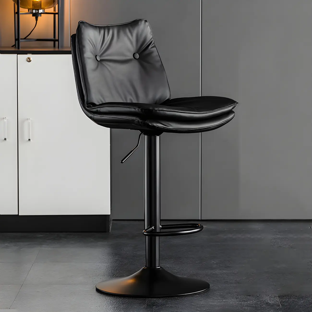 Modern Adjustable Leather Swivel Bar Stools