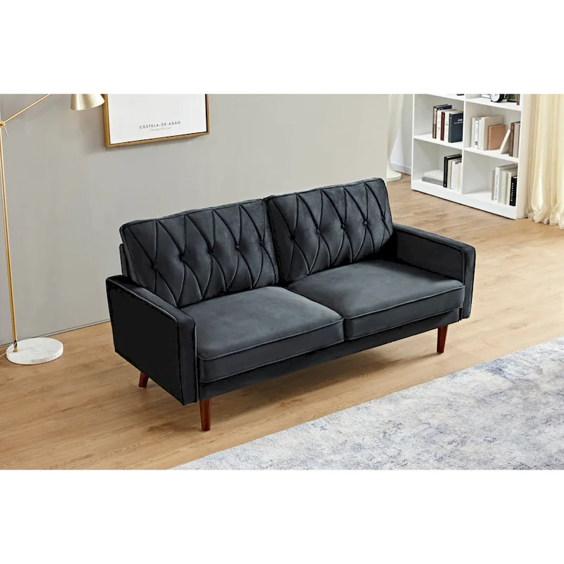 Feemster 69.3 Wide Velvet Tufted Cushion Back Sofa