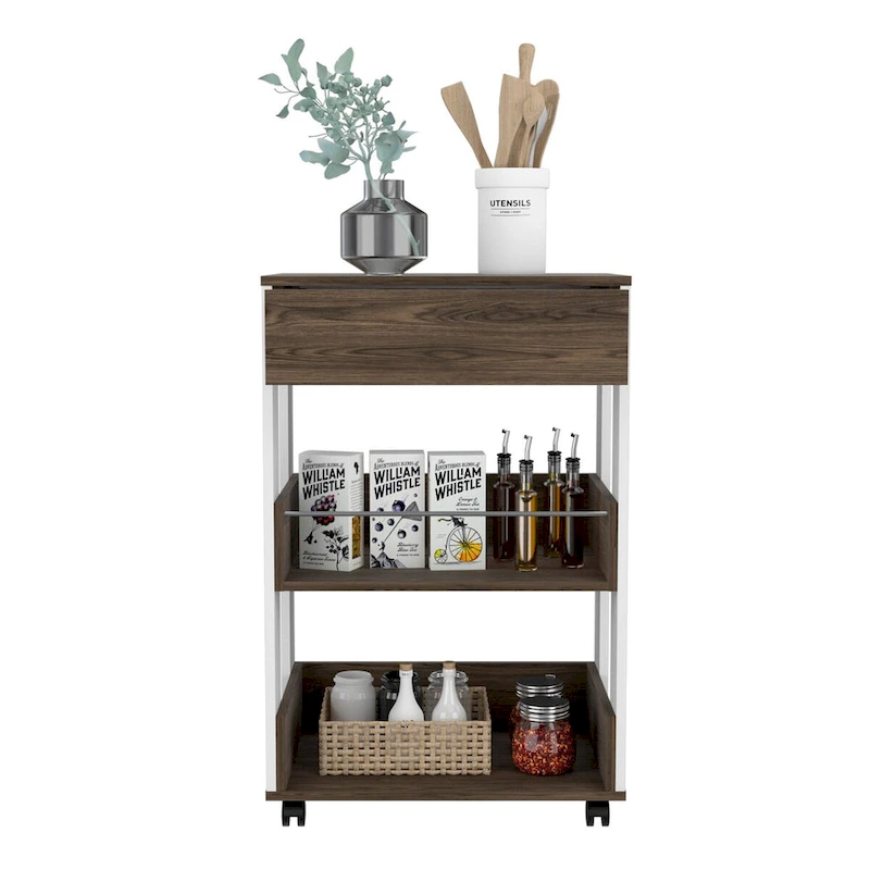 Verona 2-Tier Shelf and drawer kitchen cart