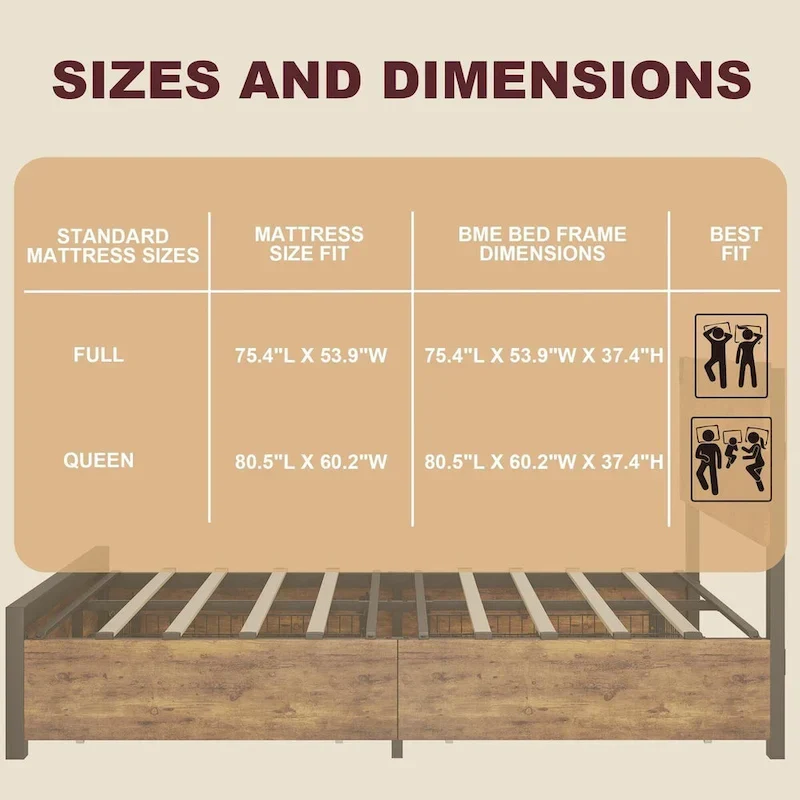 Bed Frame with with Wood Headboard