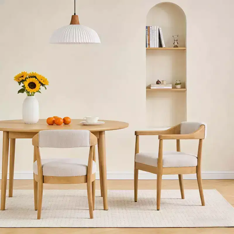 Christopher Knight Home Namjoon Modern Rubberwood Upholstered Dining Chairs with Armrests