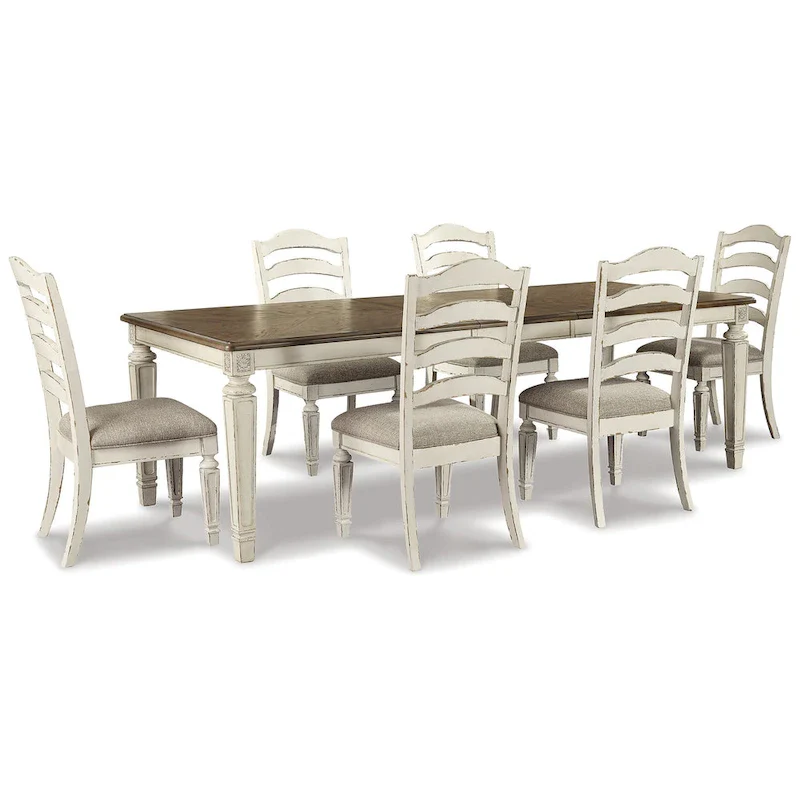 White / Light Brown 7-Piece Dining Package