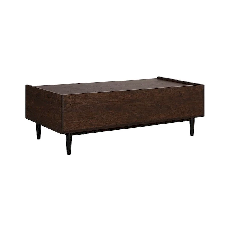 Modern Ribbed Coffee Table with Drawer and Shelf
