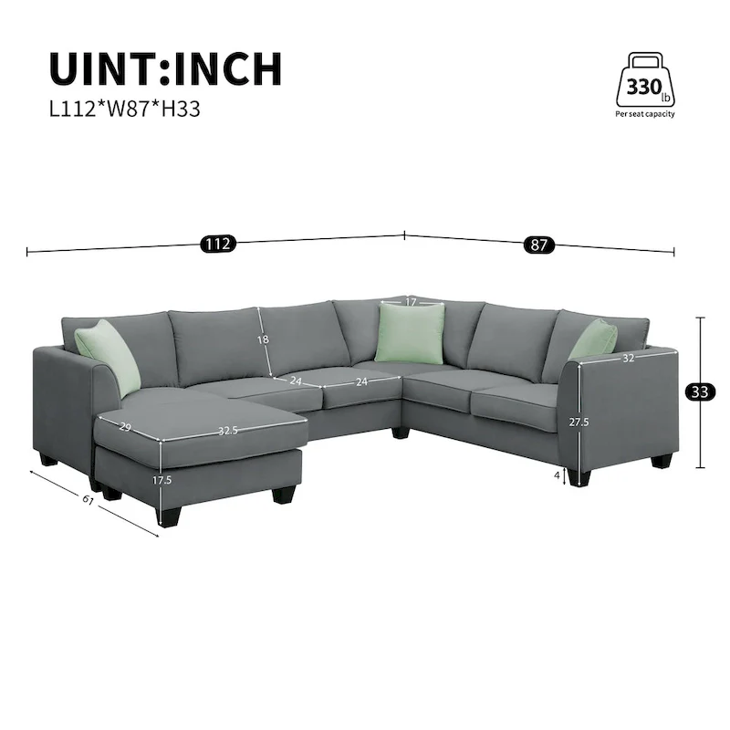 Sectional Sofa Couches Living Room Sets,7 Seats Modular Sectional Sofa