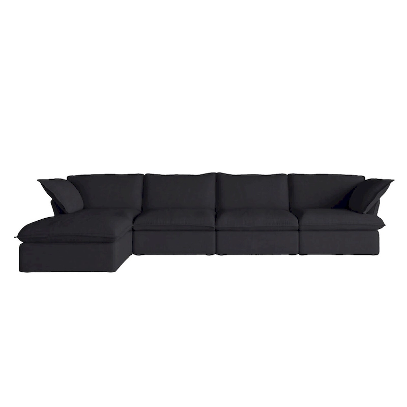 L Shape Modular Sectional Sofa 5 Seats with Chaise Ottoman