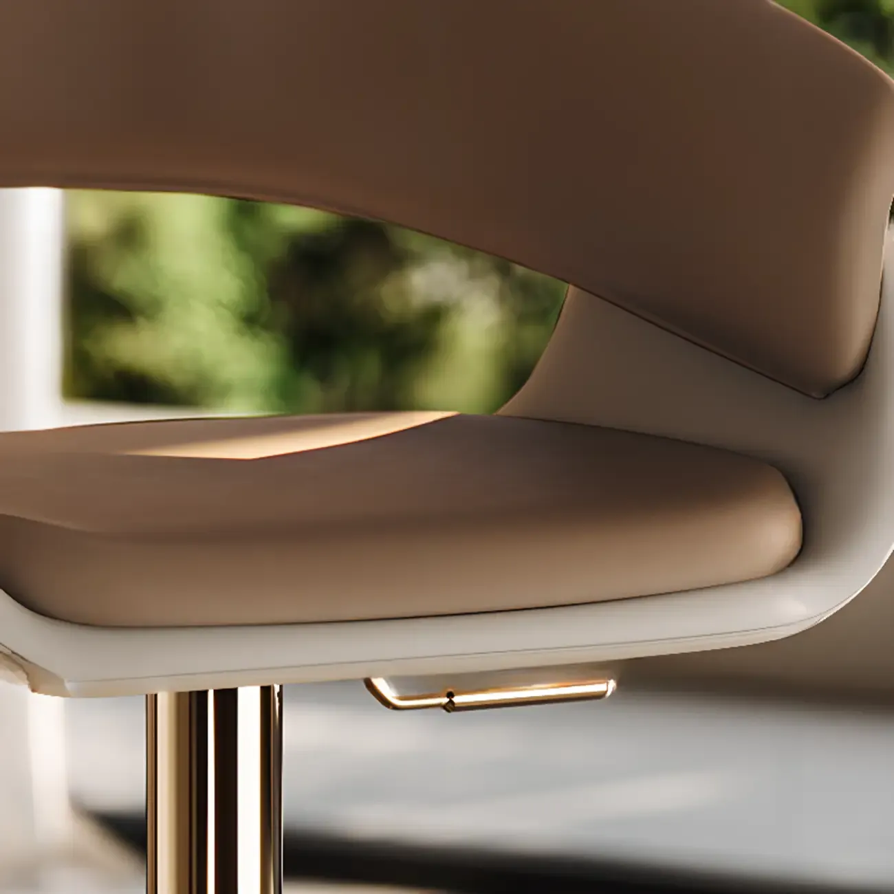 Brown Swivel Genuine Leather Counter Stools with Backs