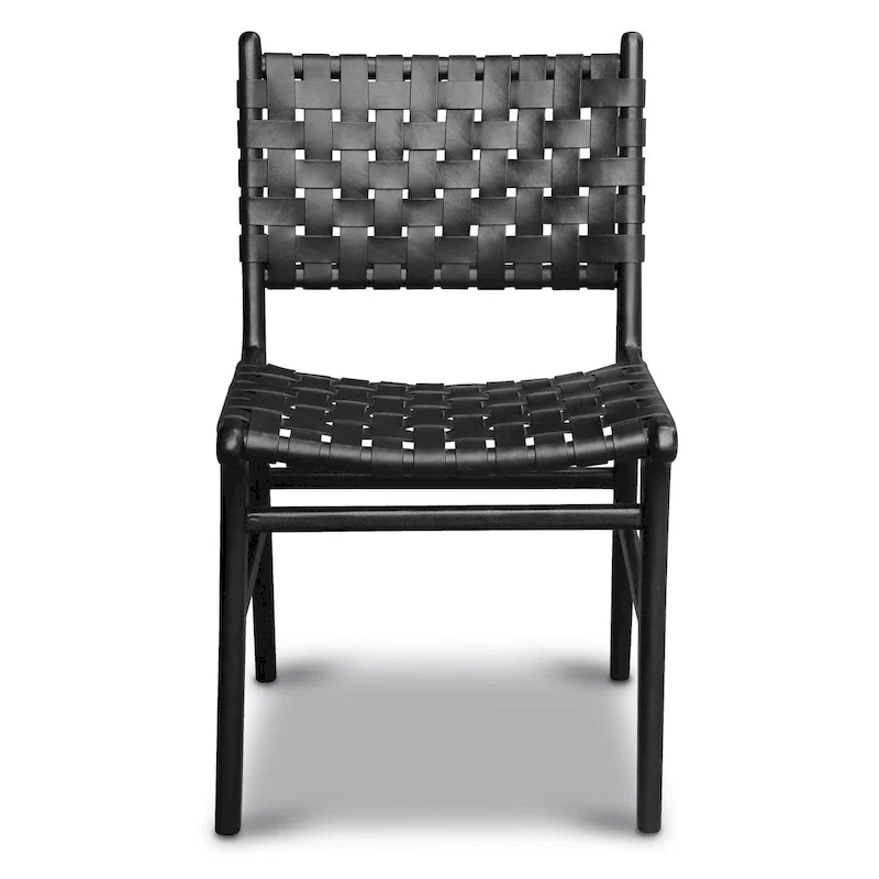 Poly and Bark Banda Teak & Leather Dining Chair - Solid Teak Wood Frame