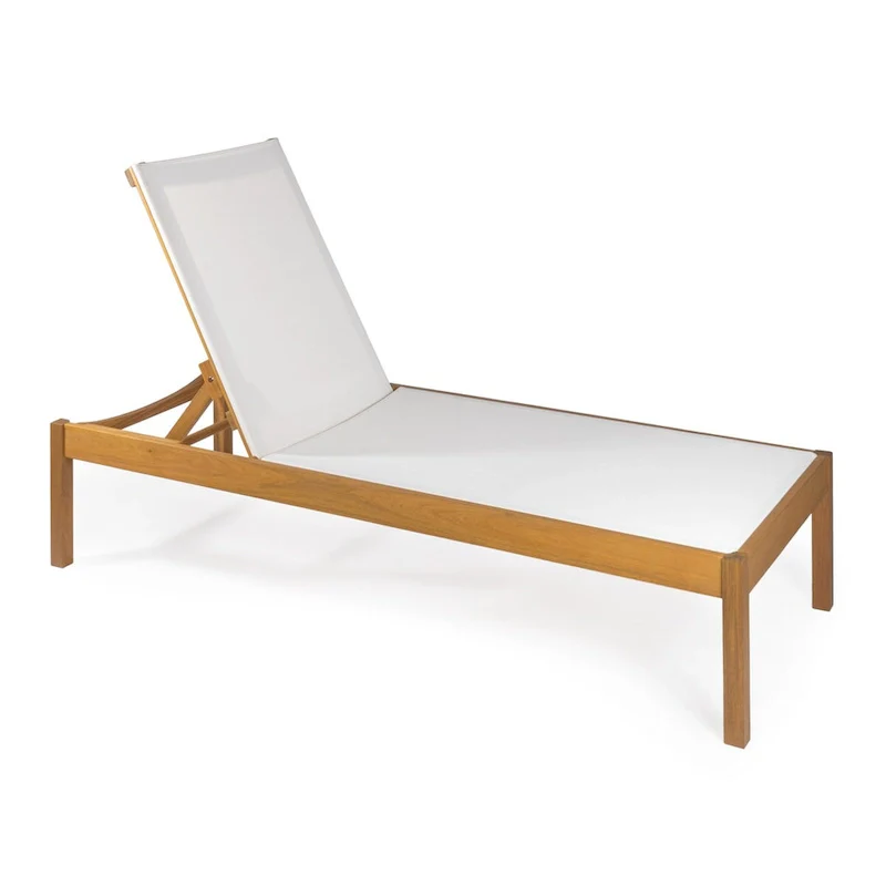 Leo 77.56x26.38 Modern Minimalist Adjustable Acacia Wood Chaise Outdoor Lounge Chair, Natural by JONATHAN Y