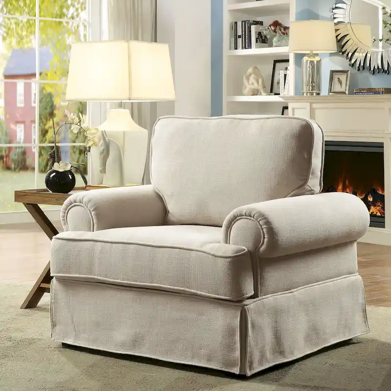 Cupa Transitional Linen Fabric Padded Accent Chair by Furniture of America