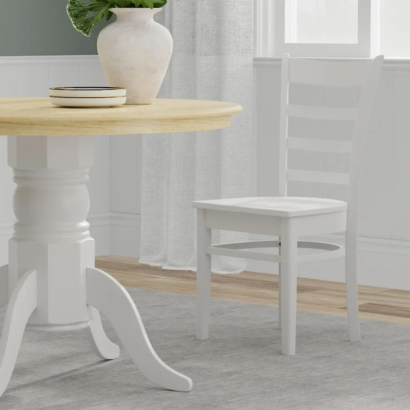 5-Piece Dining Set, 42  Round Pedestal Table and Slat Back Chairs