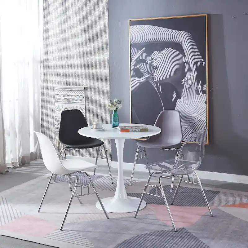 31.5 White Tulip Table Mid-century Dining Table for 2-4 people With Round Mdf Table Top, Leisure Coffee Table