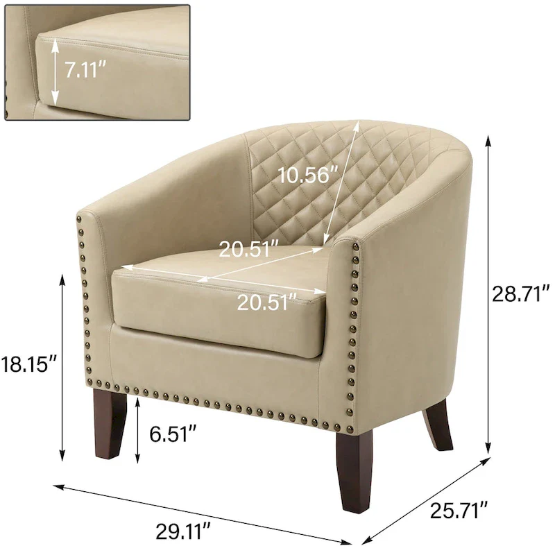 Axia 4 Set Modern Faux Leather Barrel Accent Chair with Wood Legs