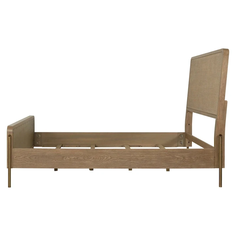 Stevie Sand Wash and Natural Cane Upholstered Panel Bed