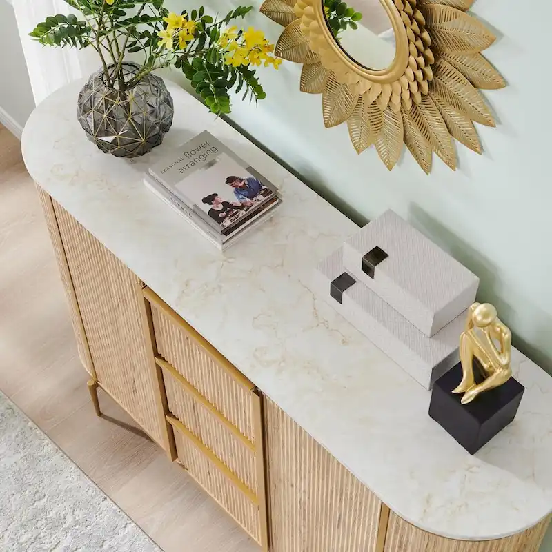 54 Modern Fluted Buffet Cabinet, Buffet Table, Coffee/Wine Bar