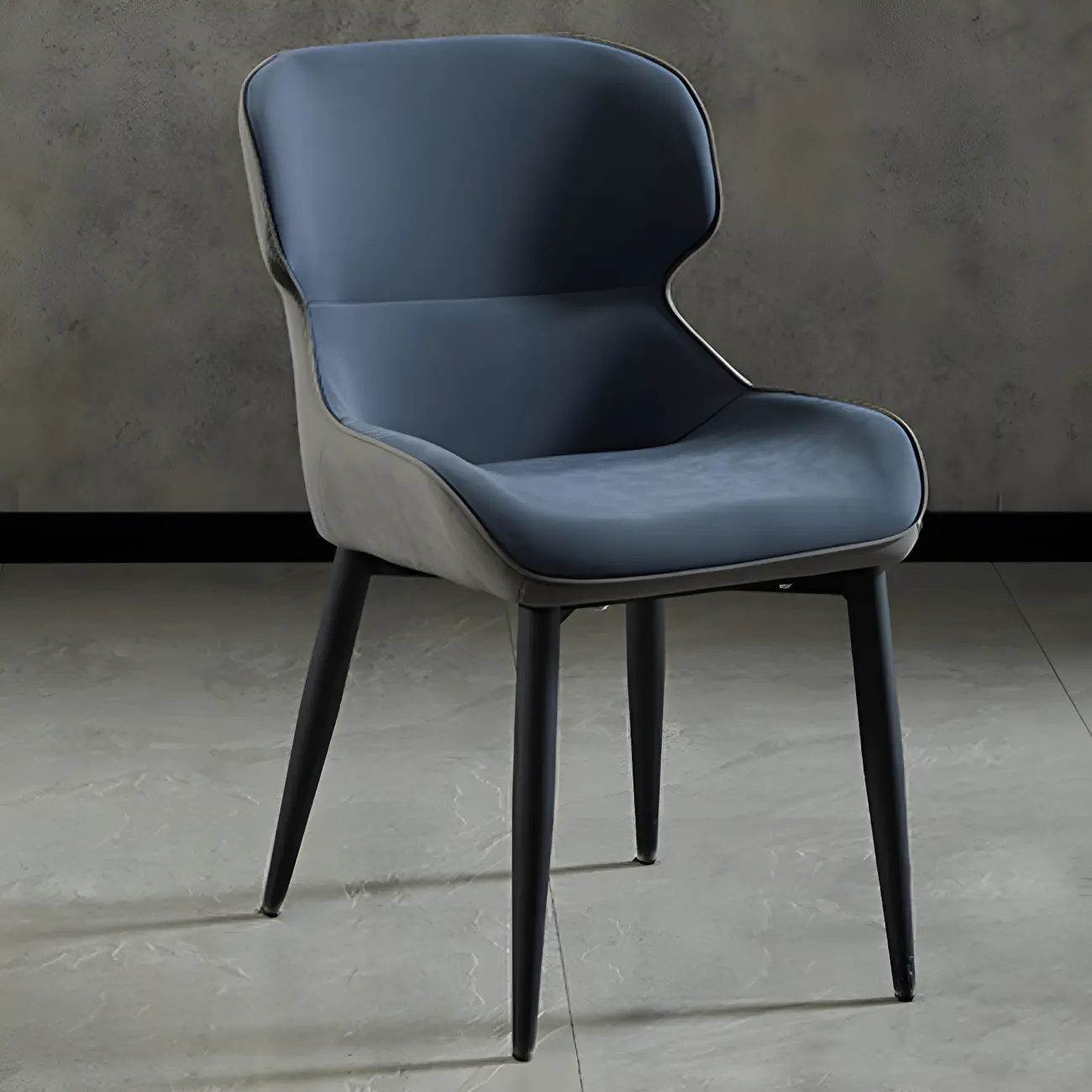 Scandinavian Leather Wingback Upholstered Dining Chair