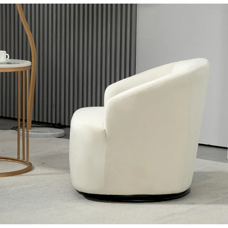 Accent Chair with Barrel-shaped Design and 360 Degree Swivel Feature