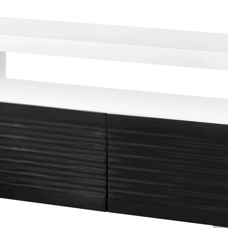 Ida 75 Inch TV Entertainment Center Console, 2 Drawers, High Gloss White