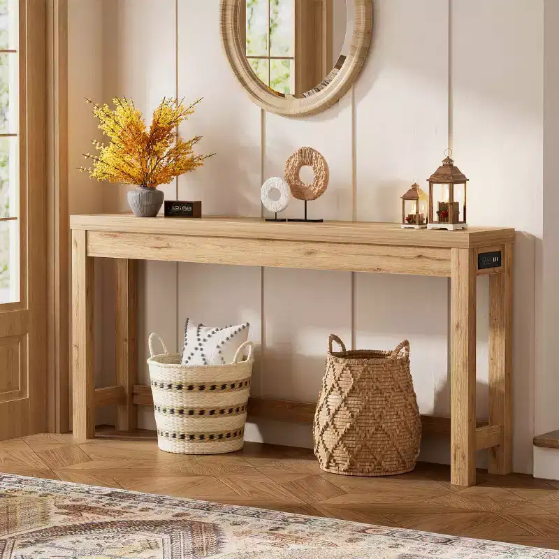 Besiost 63-In Console Tables with Charging Station, Entryway Table