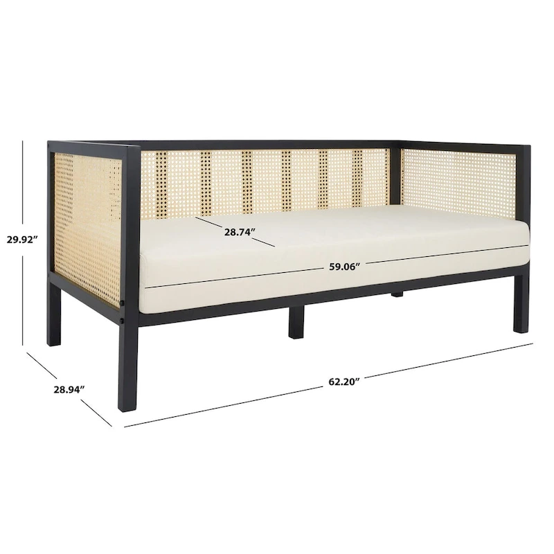 SAFAVIEH Mandie Rattan Sofa - 29  W x 62  D x 30  H - 29Wx62Dx29H