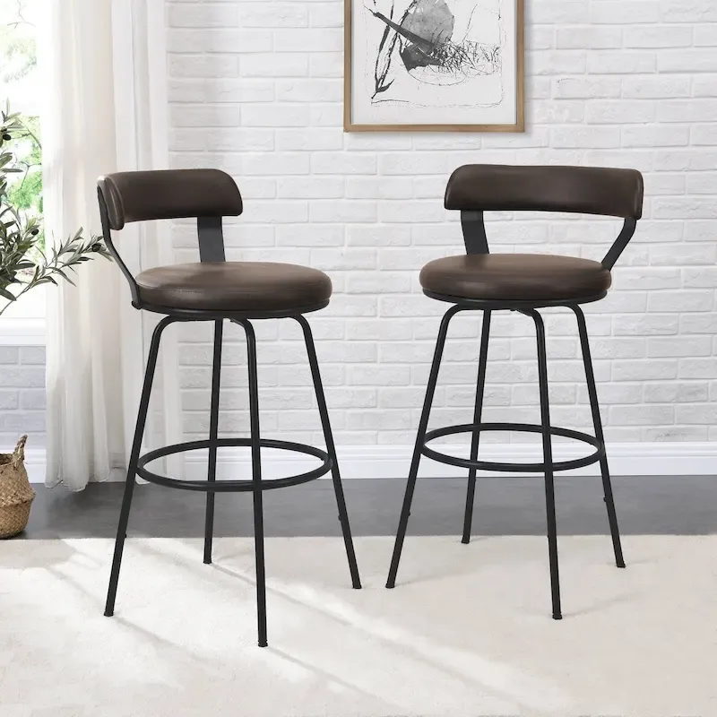 Hausfame Metal Counter Height Industrial Swivel Bar Stools