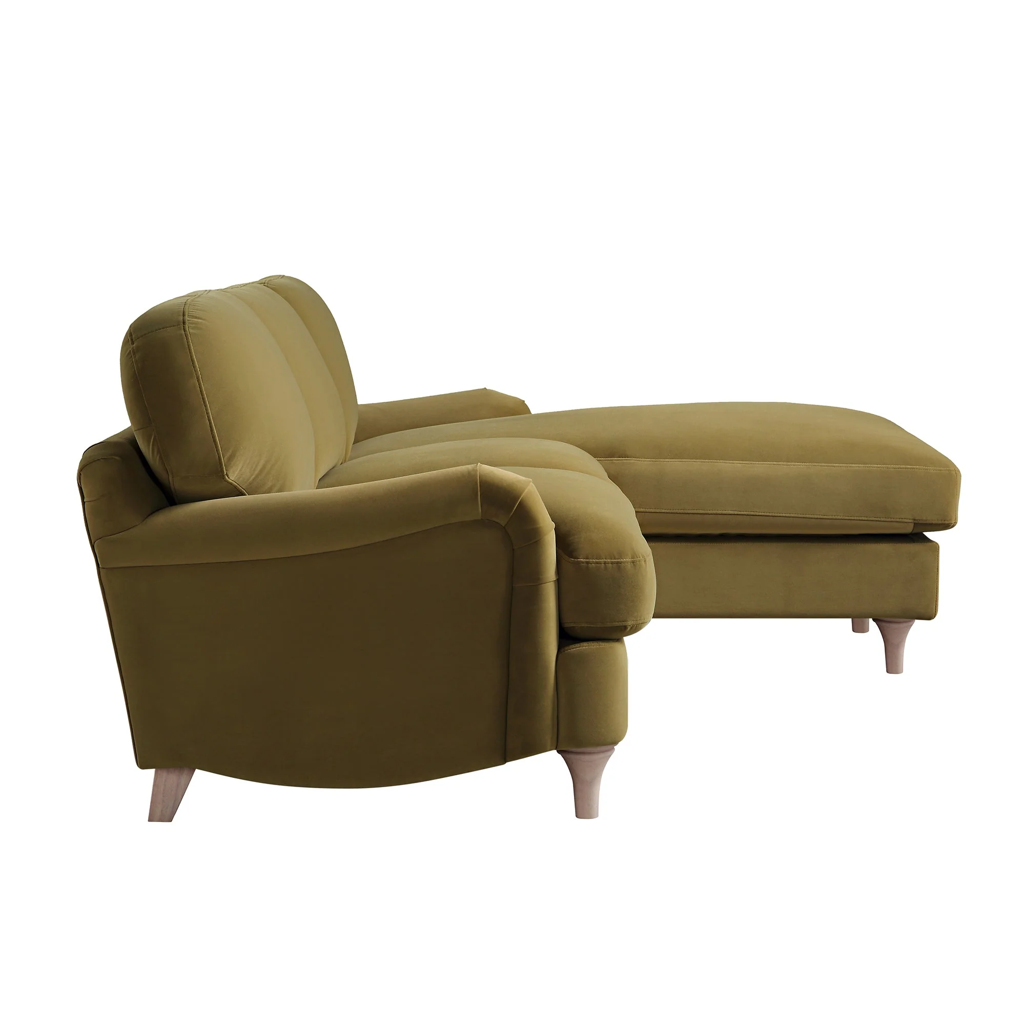 Fudge Velvet Sofa, Grande Chaise Sofa Right Hand Facing