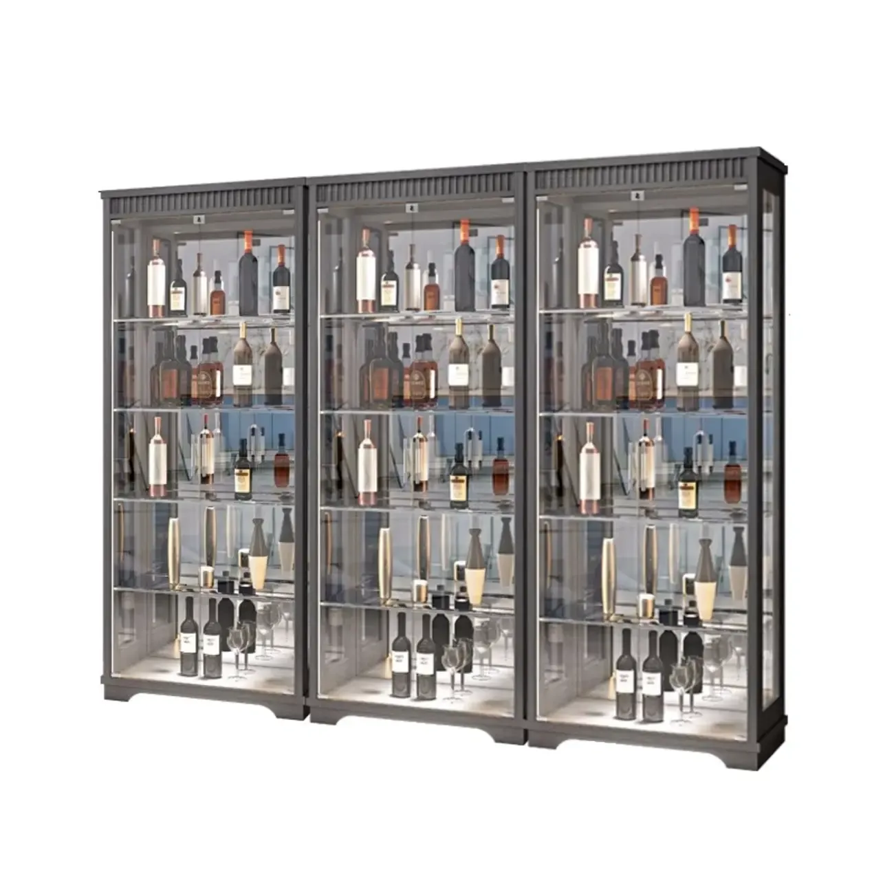 Modern Natural Wood Wine Rack with Glass Shelf