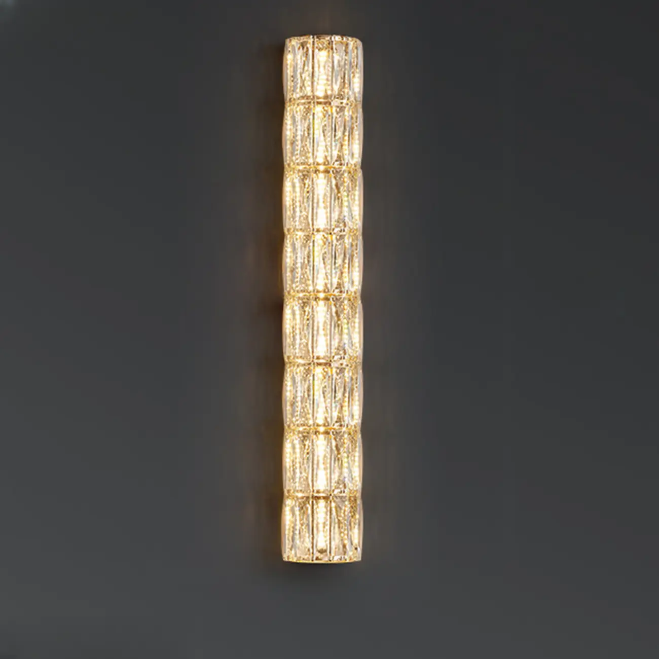 Direct-wired Steel Wall Sconce with Crystal Shade