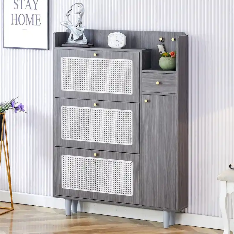 Modern minimalist storage Japanese rattan shoe bed top cabinet small home furniture Suitable for corridors and living rooms