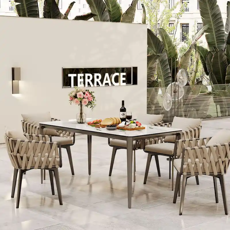 Luxurious Italian Marble Dining Table Sintered Stone Top Rectangular - 61.81x11.42x11.81 inch