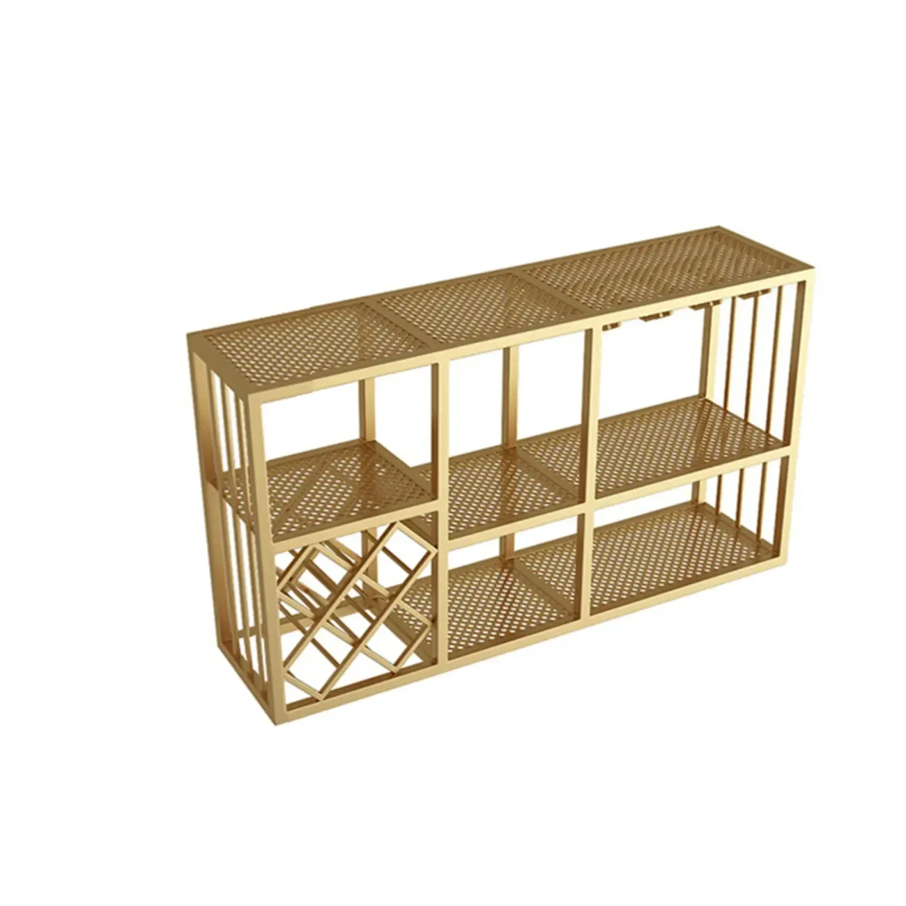 Lavish Metal Wall Hanging Open Wine Bottle and Wine Glass Holder