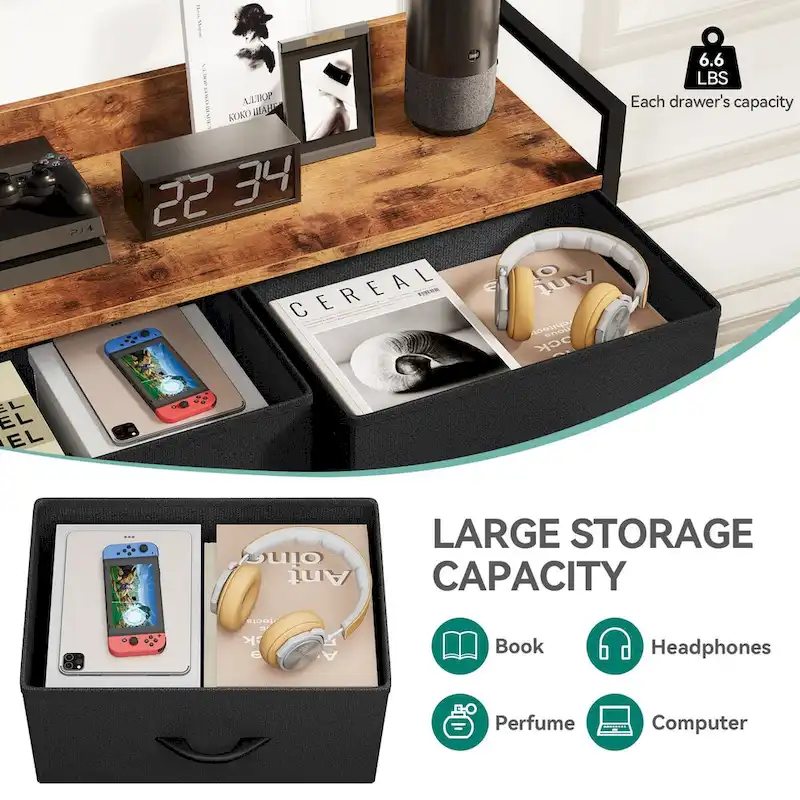 Moasis 7-drawer Dresser Media Console with Charging Station, Shelves