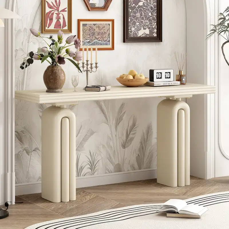 60-Inch Console Table with Wood Veneer Finish
