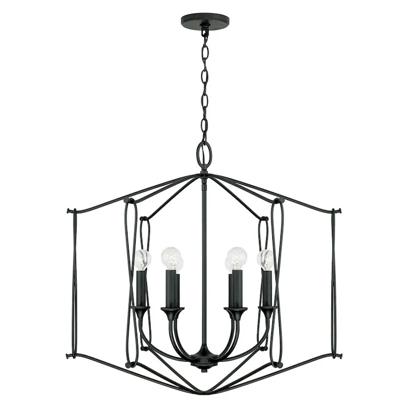 Bentley 28  6-light Black Iron Foyer Pendant